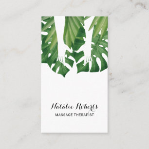 Carte De Visite Thérapie de massage Healing Hands Tropical Feuille