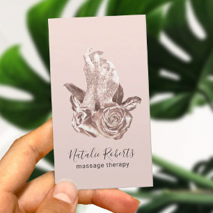 Carte De Visite Thérapie de massage mains et fleurs pour la guéris