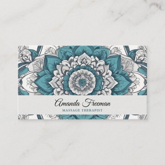 Carte De Visite Thérapie de massage Turquoise et gris superbe (Devant)