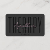 Carte De Visite Thérapie esthétique noir rose Script moderne (Devant)