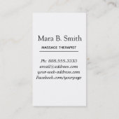 Carte De Visite Thérapie sacrée de massage de la géométrie de (Dos)