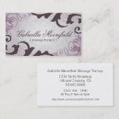 Carte De Visite Thérapie vintage pourpre de massage (Devant / Derrière)