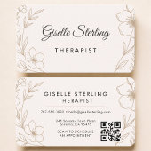 Carte De Visite Therapist Botanical Florist QR Code Professional