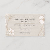 Carte De Visite Therapist Botanical Flowers Floral Linen (Dos)