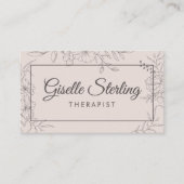 Carte De Visite Therapist Floral Botanical Elegant Script (Devant)