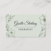 Carte De Visite Therapist Floral Sage Green Professional (Devant)