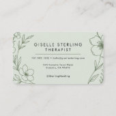 Carte De Visite Therapist Floral Sage Green Professional (Dos)