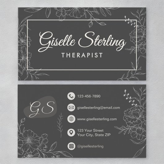 Carte De Visite Therapist Mental Health Floral Botanical
