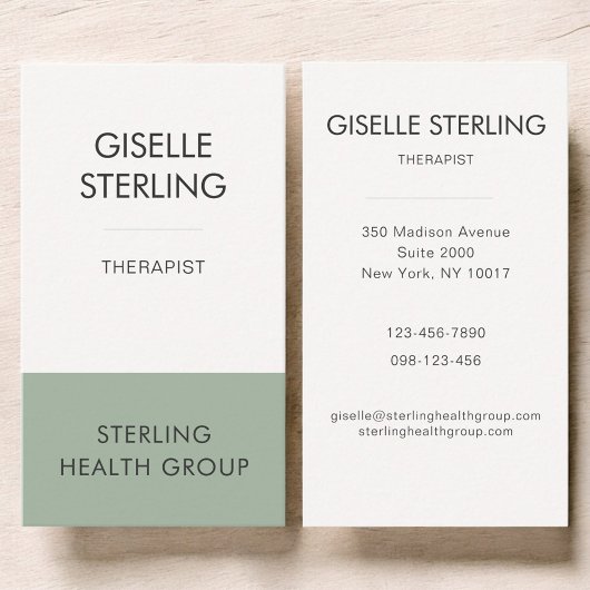 Carte De Visite Therapist Mental Health Sage Green