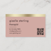 Carte De Visite Therapist Psychologist Pink Gold QR Code (Dos)