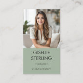 Carte De Visite Therapist Psychologist Sage Green Photo (Devant)