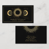 Carte De Visite Thérapiste céleste Gold Black Sun Moon Conseiller (Devant / Derrière)