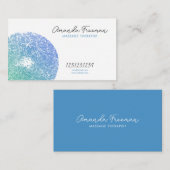 Carte De Visite Thérapiste de massage blanc et bleu zen (Devant / Derrière)