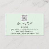 Carte De Visite Thérapiste Golden ScriptQR Code Logo Mint Green (Dos)