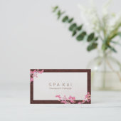 Carte De Visite Thérapiste moderne de massage Spa rose (Debout devant)