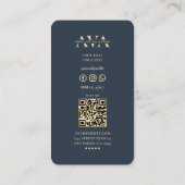 Carte De Visite Thérapiste Monogramme Thérapie Moderne Bleu foncé (Dos)