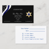 Carte De Visite Thin Blue Line Custom Flag and Badge (Devant / Derrière)