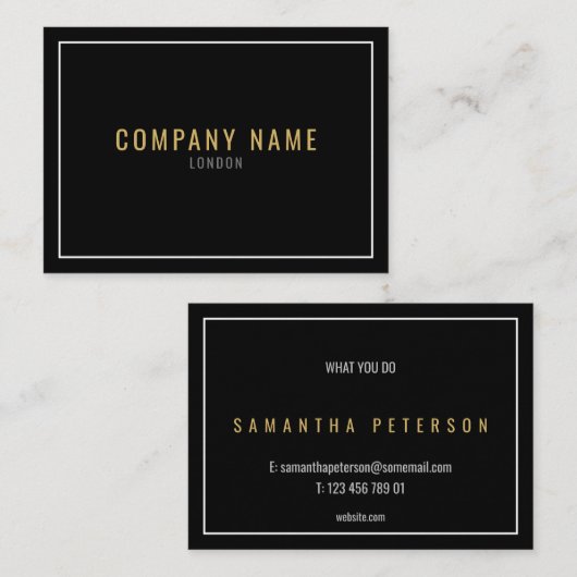 Carte De Visite Thin white border, or, noir (Devant / Derrière)