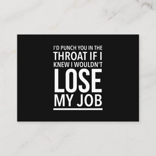 Carte De Visite Throat punch drôle employé cite blanc (Devant)