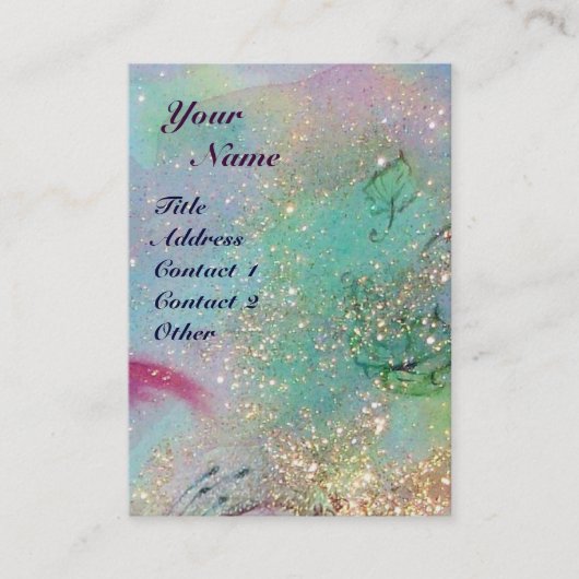 CARTE DE VISITE THUMBELINA DORMIR ENTRE FEUILLES ROSE (Devant)