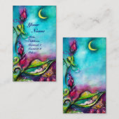 CARTE DE VISITE THUMBELINA DORMIR ENTRE FEUILLES ROSE (Devant / Derrière)