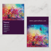 CARTE DE VISITE THUMBELINA, PANIER À FLEURS ET BOUTEILLE (Devant / Derrière)