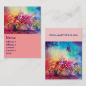 CARTE DE VISITE THUMBELINA, PANIER À FLEURS ET BOUTEILLE (Devant / Derrière)