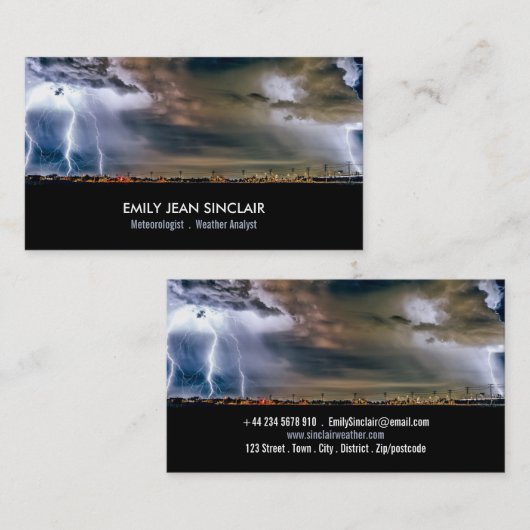 Carte De Visite Thunderstorm et Lightning, météorologue (Devant / Derrière)
