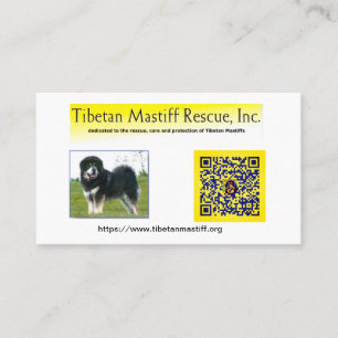 Carte De Visite Tibétain Mastiff Secourt, Inc. Information Busines