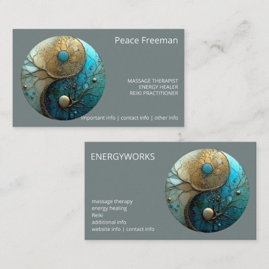 Carte De Visite Tides of Balance | Yin Yang Design (Devant / Derrière)