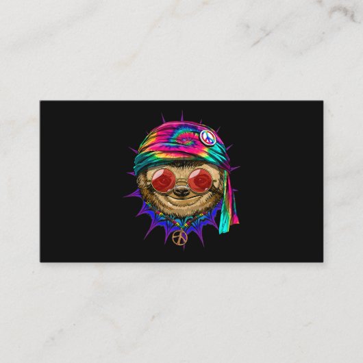 Carte De Visite Tie Dye Hippie Sloth Hippiness Peace Love Sloth 68 (Devant)