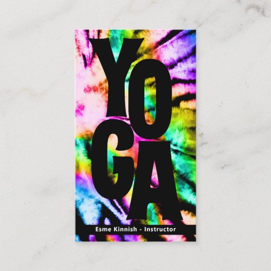 Carte De Visite Tie Dye Rainbow Yoga Studio ou instructeur Moderne (Devant)