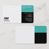 Carte De Visite Tiers - Blanc, Turquoise et Noir (Devant / Derrière)