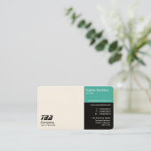 Carte De Visite Tiers - Blanc, Turquoise et Noir (Crème) (Debout devant)