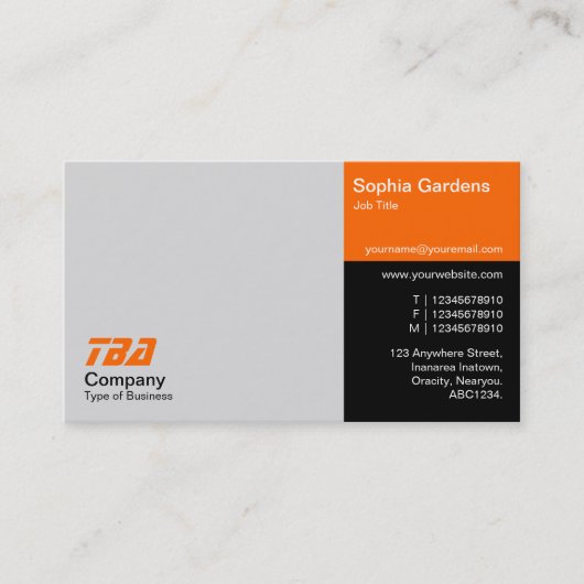 Carte De Visite Tiers - Lt Grey, Orange et Noir (Devant)