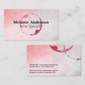 Carte De Visite Tige à vin | Arrière - plan aquarelle (Devant / Derrière)