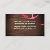 Carte De Visite Tige à vin | Arrière - plan du grain de bois (Dos)