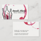 Carte De Visite Tige à vin | Bouteilles à vin (Devant / Derrière)