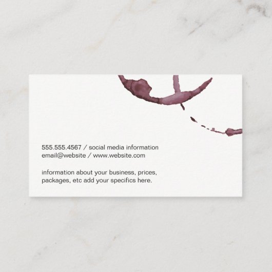 Carte De Visite Tige à vin (verre à vin) (Dos)