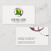 Carte De Visite Tige à vin (verre à vin) Vignoble Vignoble (Devant / Derrière)