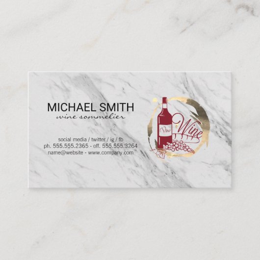Carte De Visite Tige en marbre Vino et anneau en or (Devant)