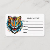Carte De Visite Tiger Head Rainbow colors paint stains (Devant)