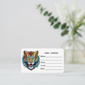 Carte De Visite Tiger Head Rainbow colors paint stains (Debout devant)
