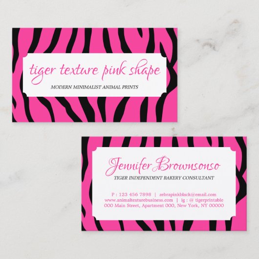 Carte De Visite Tiger Sprinkings Texture forme rose Cadre (Devant / Derrière)