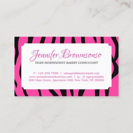 Carte De Visite Tiger Sprinkings Texture forme rose Cadre (Dos)