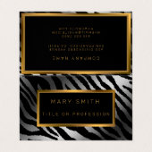 Carte De Visite Tigre En Argent Moderne De Luxe Ajouter Votre Text (Extérieur déplié)