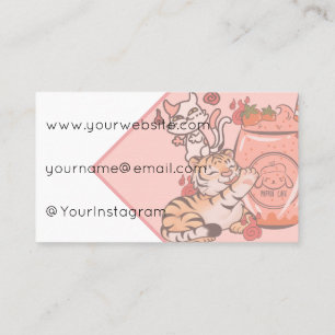 Carte De Visite Tigre Mignon et Café aux Fraises de Nekomata