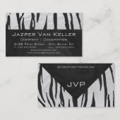 Carte De Visite Tigre Monogramme noir et blanc (Devant / Derrière)