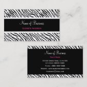 Carte De Visite Tigre noir et blanc tendance rayures rose Nom (Devant / Derrière)