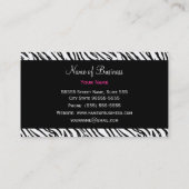 Carte De Visite Tigre noir et blanc tendance rayures rose Nom (Dos)